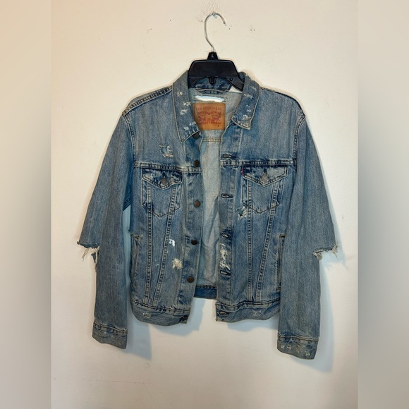 Levi's Jackets & Blazers - LEVI STRAUSS Distressed Blue Denim Jacket for women size S
